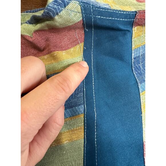 VTG Western Cowboy Retro Button Shirt Men Large Aztec 90s Stripes Stain Starched - Picture 7 of 12